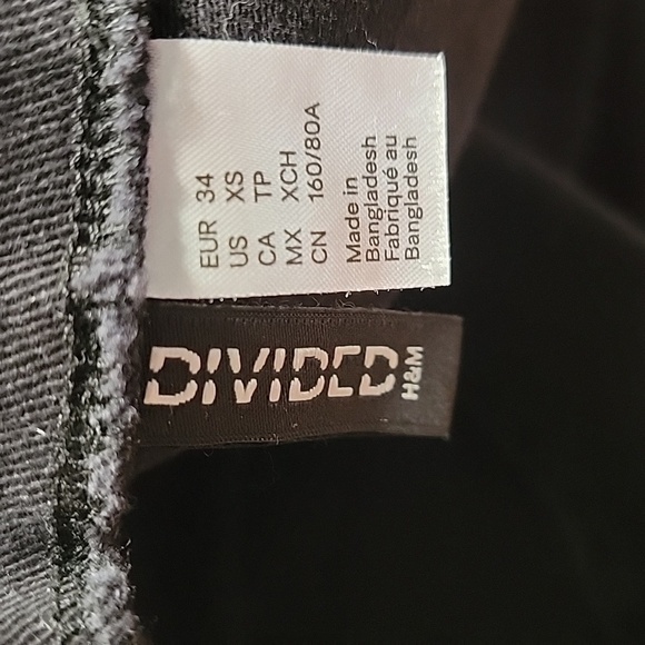 H&M Divided Size XS Washed Black Spaghetti Strap Bodycon Denim Jean Dress - Picture 11 of 12